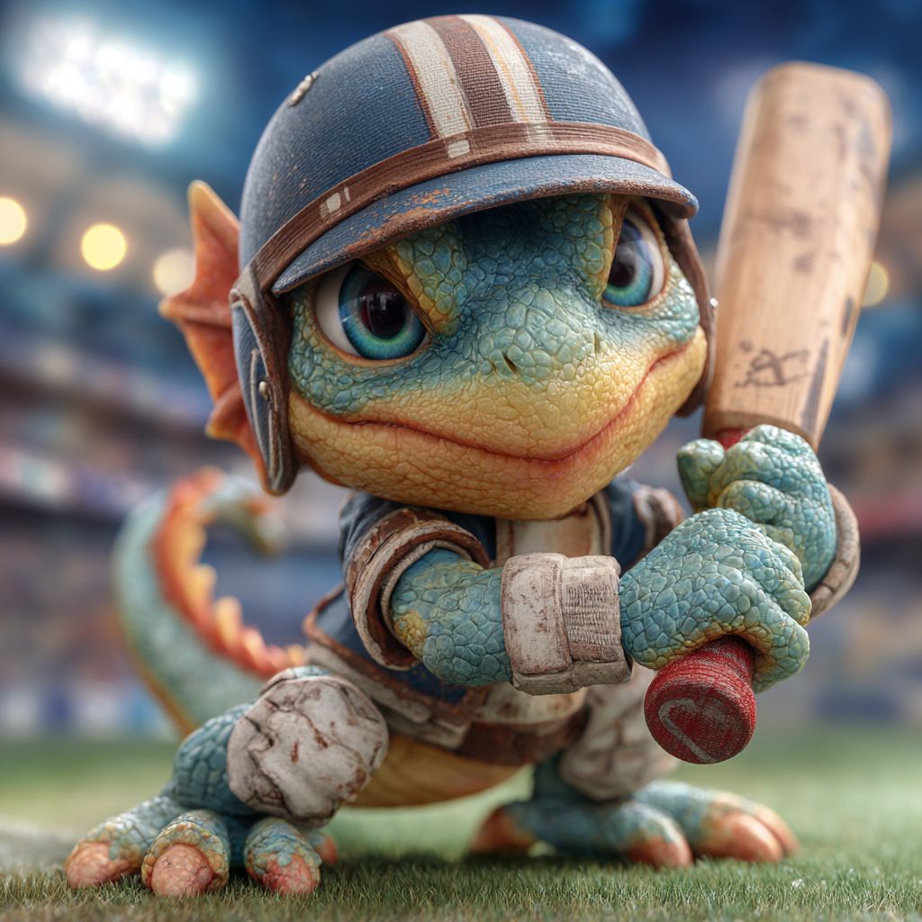 Place Your Bets Now at 4999 BET Playful lizard mascot in a sports uniform with a bat, symbolizing exciting sports betting at 4999 BET